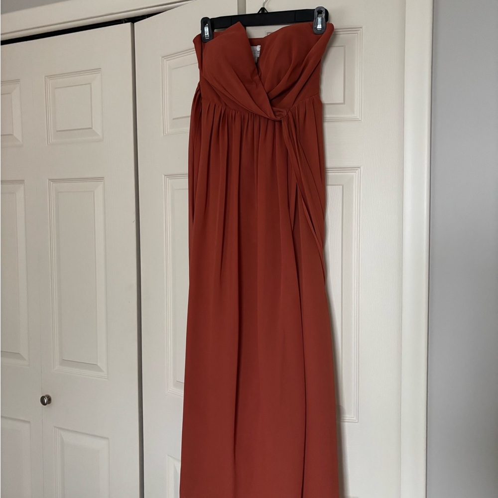 Revelry Hannah Chiffon Dress in Rust